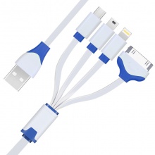  玛丝玛蔻 USB数据线充电线 手机充电器线USB电源线一拖三四 白蓝